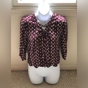 Forever 21 Burgundy and White Patterned Blouse